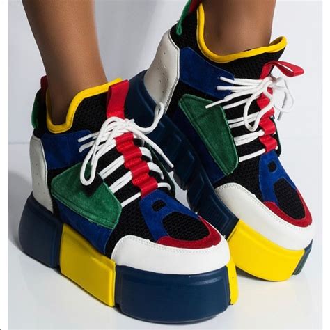 multicolor platform sneakers.